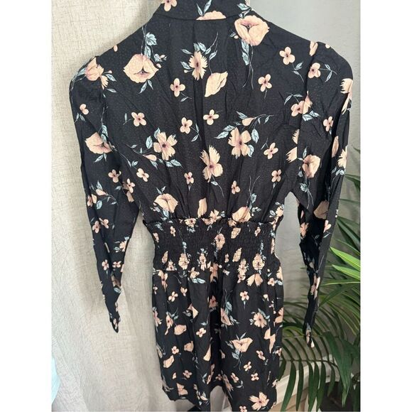 Rebecca Taylor Dress 00 Daniella Black Pink Floral Print Women’s Silk NWT - Picture 5 of 8